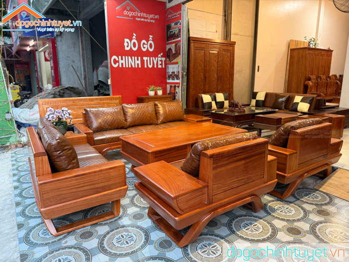 Sofa Gõ Đỏ Ngăn Kéo Vát